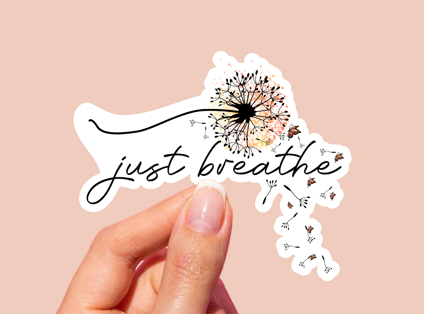 Just Breathe Dandelion Vinyl Die Cut Sticker