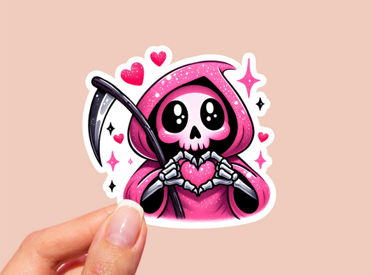 Cute Grim Reaper Vinyl Die Cut Sticker