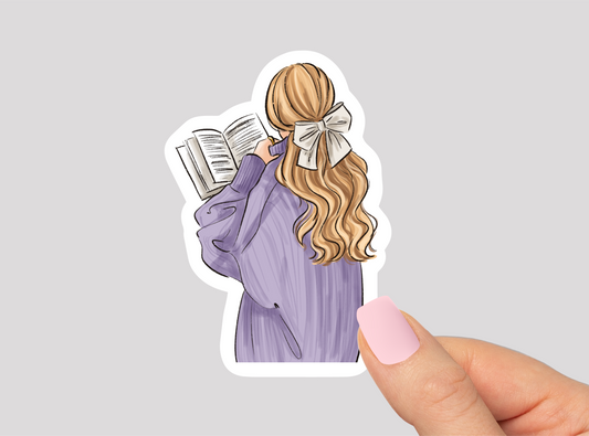 Girl Reading Vinyl Die Cut Sticker