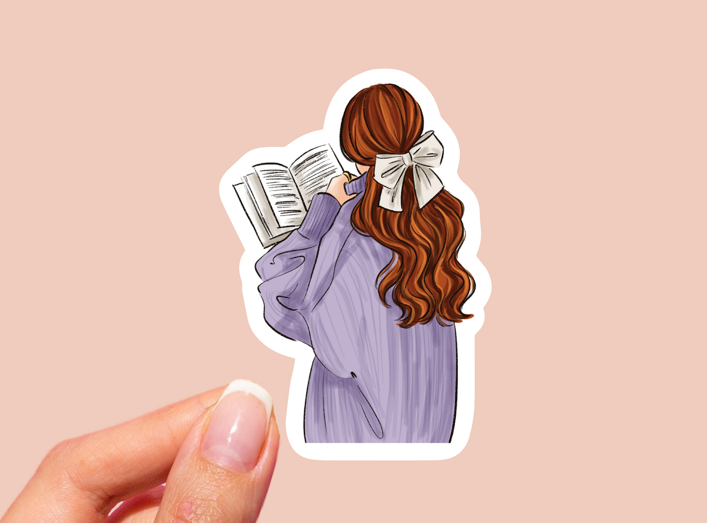 Girl Reading Vinyl Die Cut Sticker