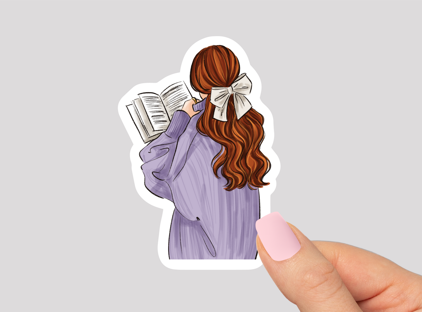 Girl Reading Vinyl Die Cut Sticker