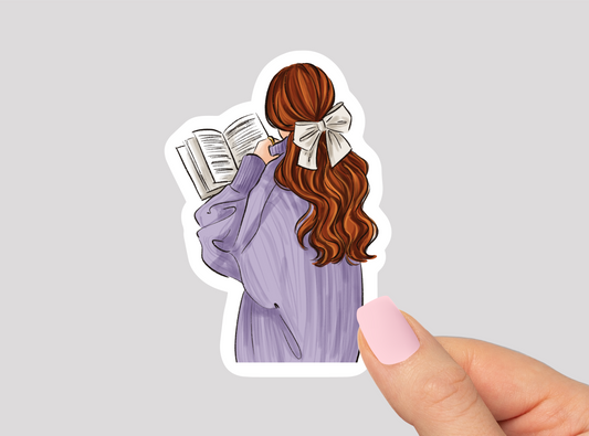 Girl Reading Vinyl Die Cut Sticker