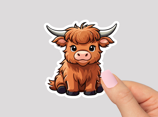 Cute Highland Cow Vinyl Die Cut Sticker