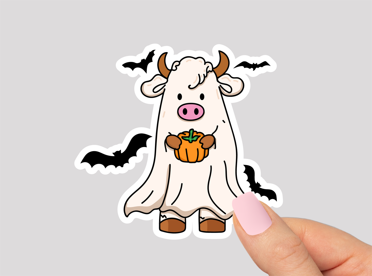 Ghost Cow Vinyl Die Cut Sticker