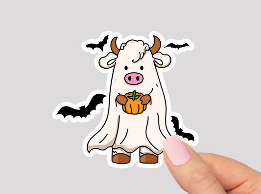 Ghost Cow Vinyl Die Cut Sticker