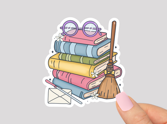 Stacked Magical Books Vinyl Die Cut Sticker