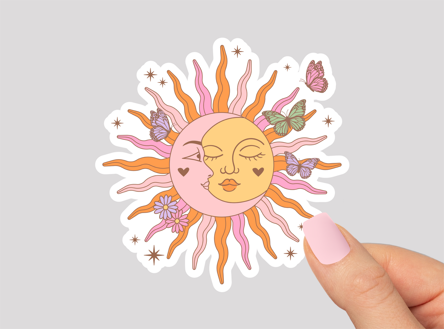 Moon Sun Celestial Vinyl Die Cut Sticker