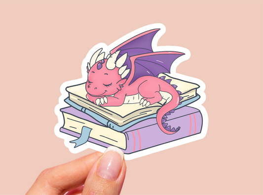 Book Dragon Vinyl Die Cut Sticker