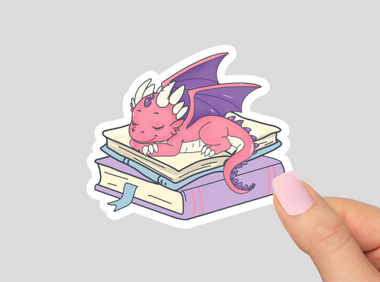 Book Dragon Vinyl Die Cut Sticker