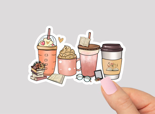 Coffee & Books Vinyl Die Cut Sticker