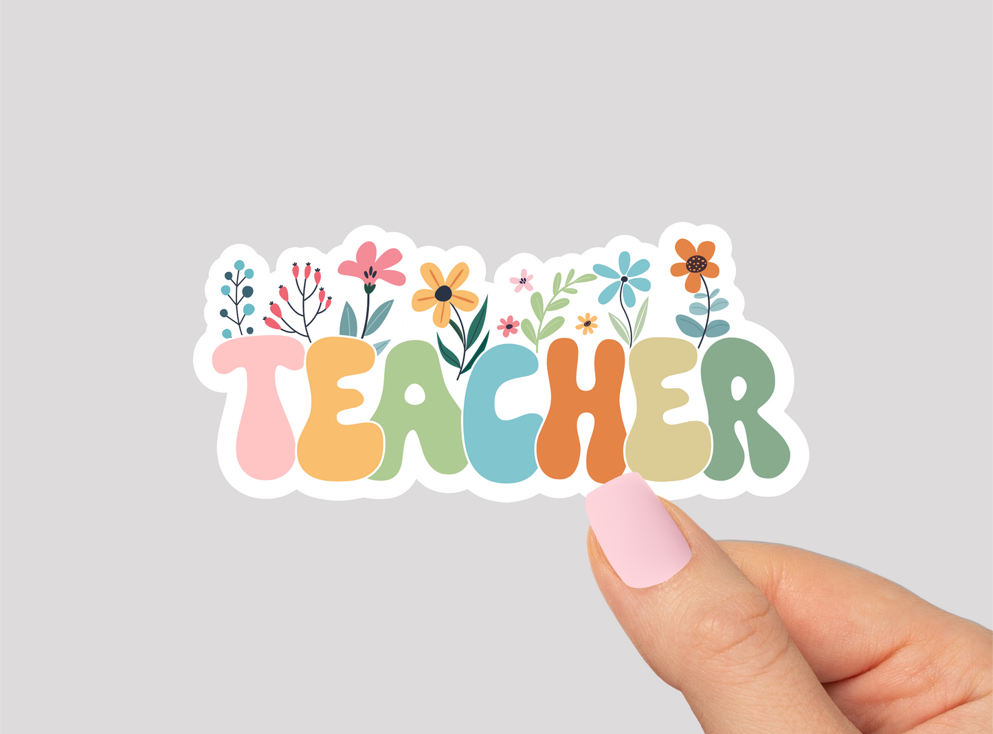 Floral Teacher Vinyl Die Cut Sticker