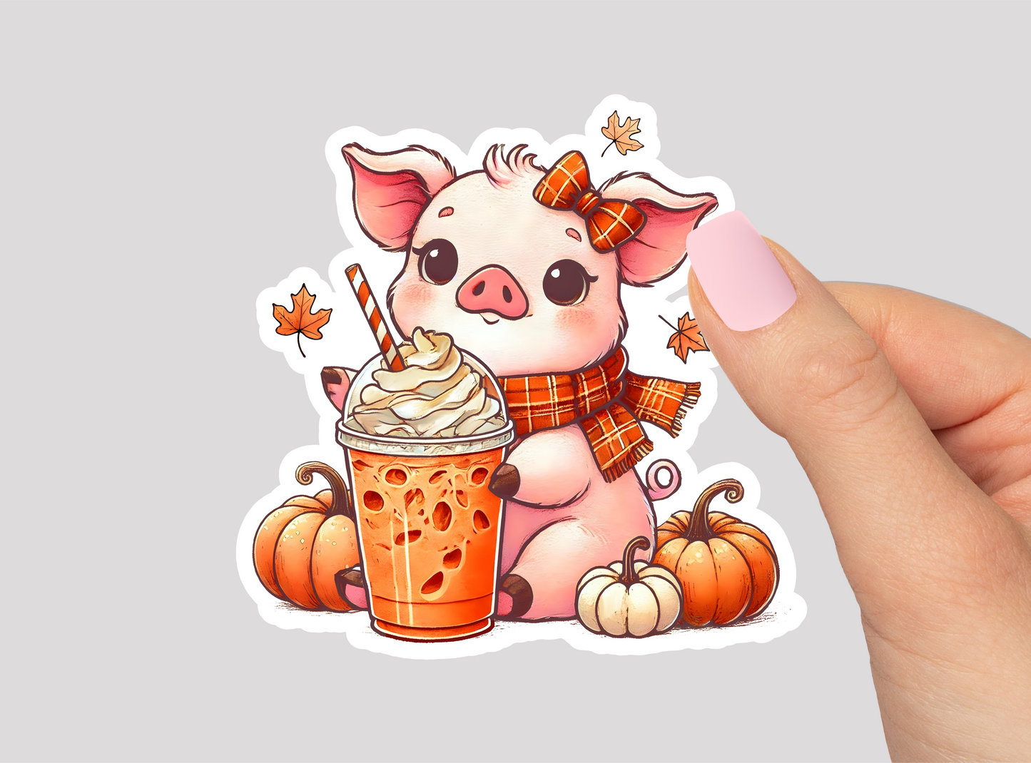 Fall Piggy Vinyl Die Cut Sticker