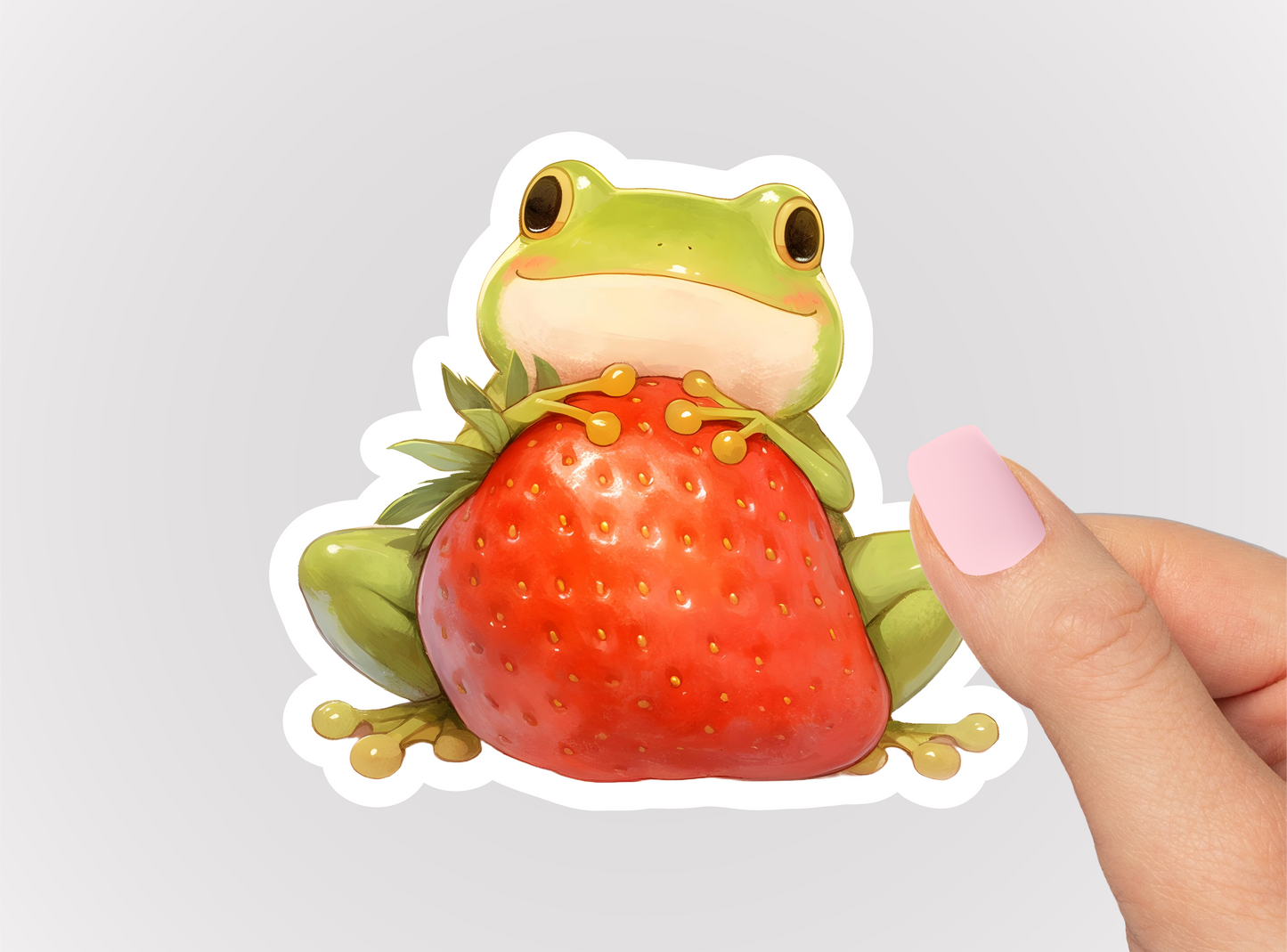 Strawberry Frog Vinyl Die Cut Sticker