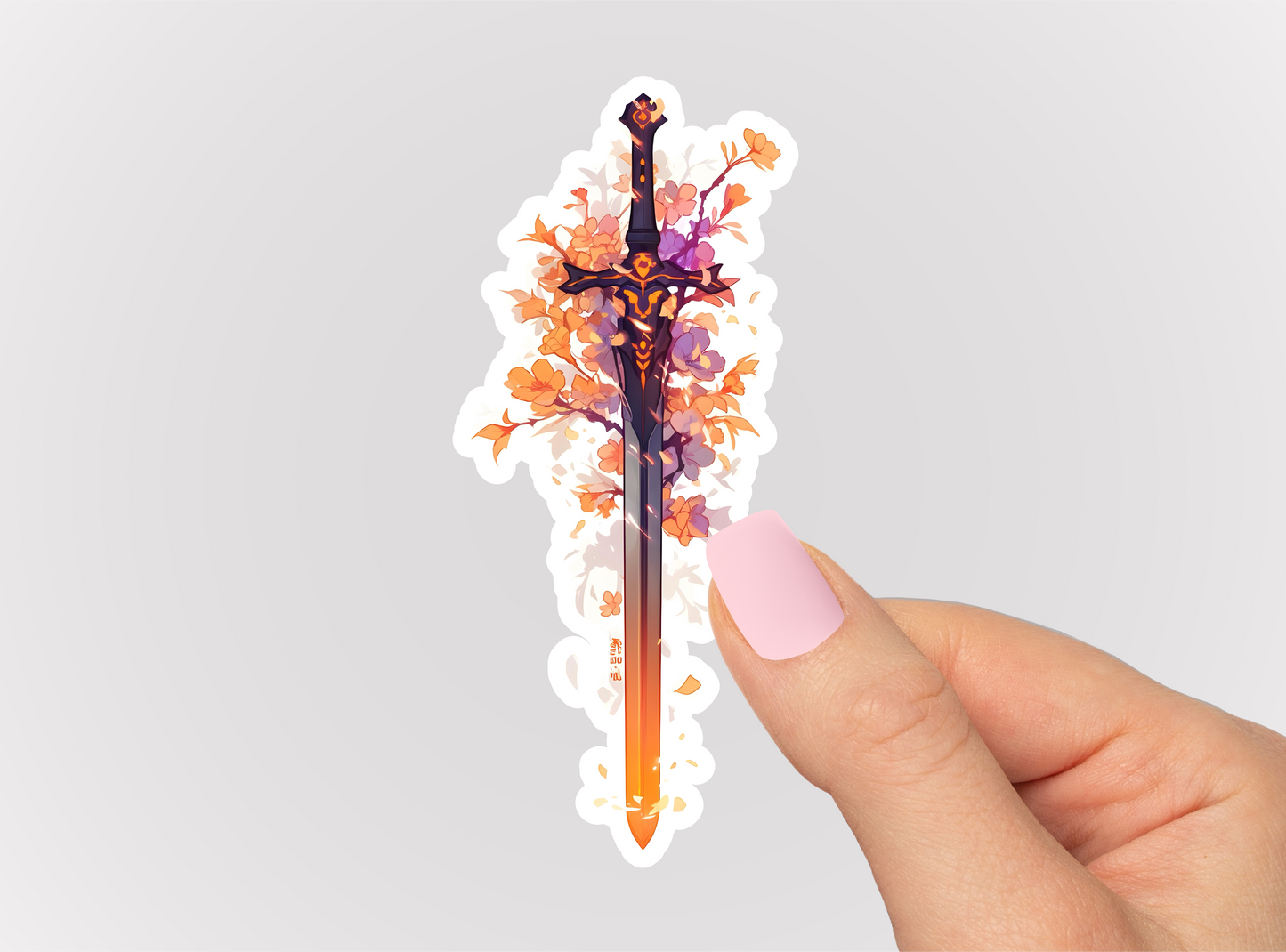 Floral Sword Vinyl Die Cut Sticker