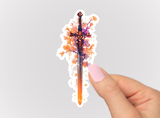 Floral Sword Vinyl Die Cut Sticker