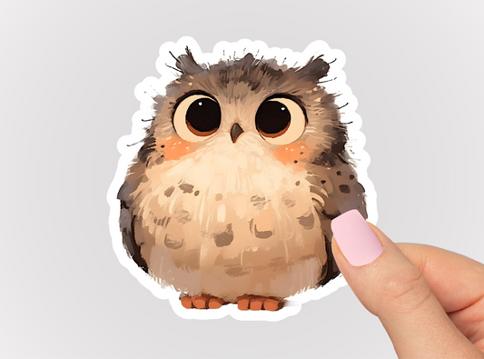 Cute Brown Owl Vinyl Die Cut Sticker