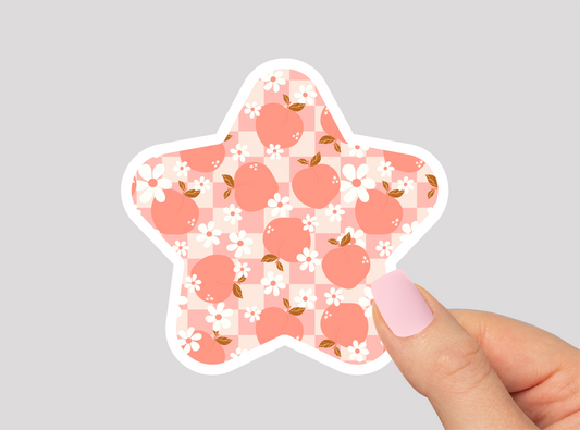 Peach Pattern Star Vinyl Die Cut Sticker