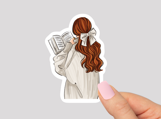 Reading Girl Vinyl Die Cut Sticker