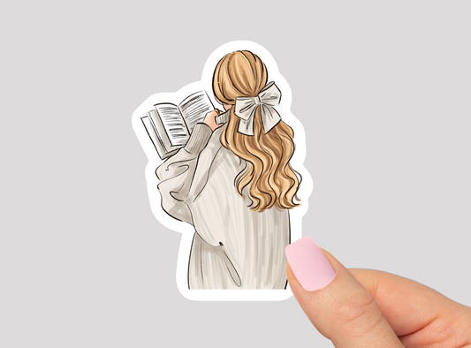 Reading Girl Vinyl Die Cut Sticker