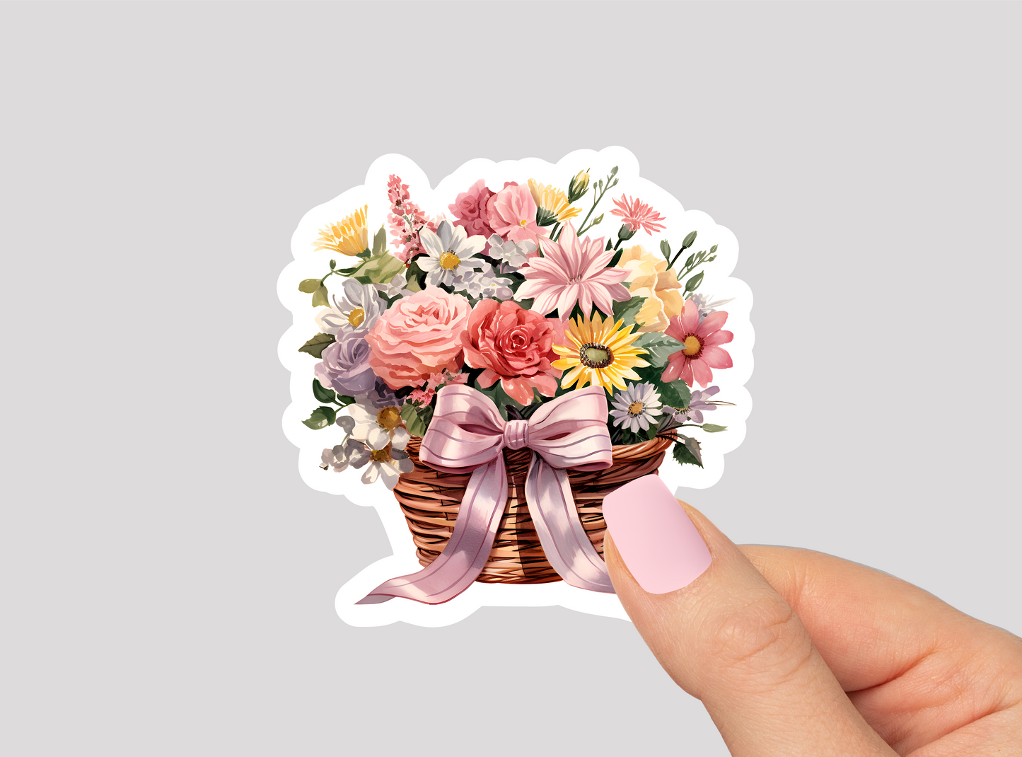 Flower Basket Vinyl Die Cut Sticker