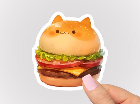 Cat Burger Vinyl Die Cut Sticker