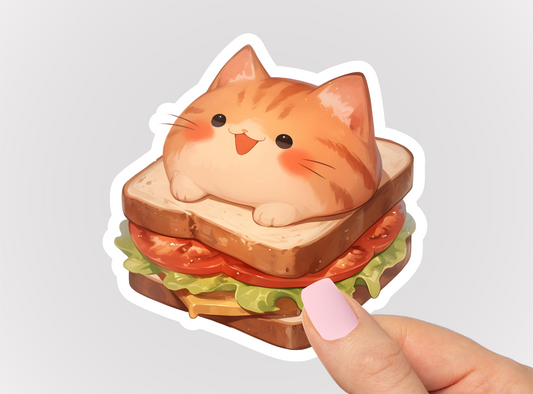 Cat Sandwich Vinyl Die Cut Sticker