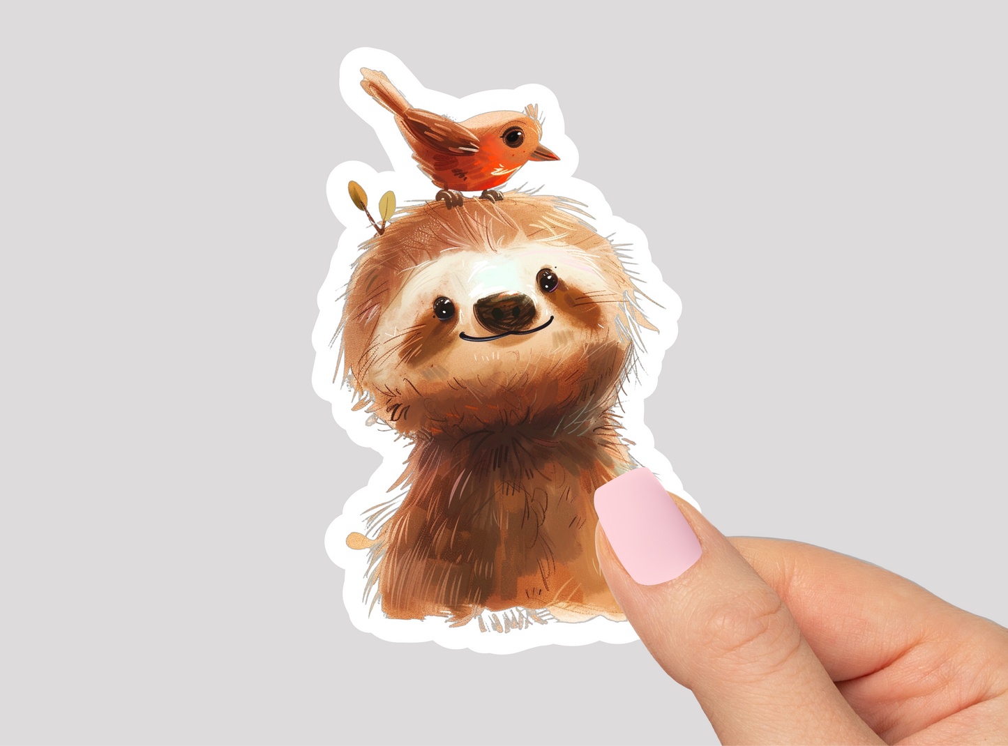 Cute Sloth & Bird Vinyl Die Cut Sticker