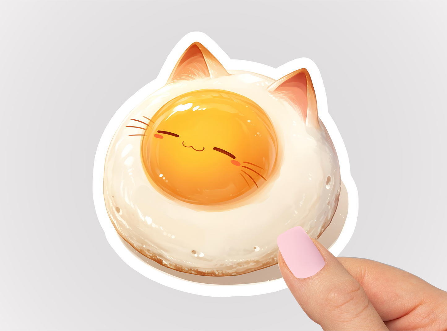 Fried Egg Cat Vinyl Die Cut Sticker