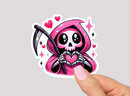 Cute Grim Reaper Vinyl Die Cut Sticker