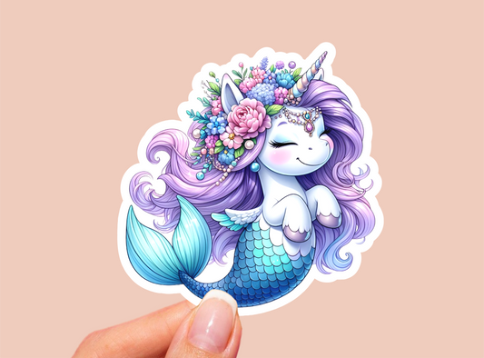 Unicorn Mermaid Vinyl Die Cut Sticker