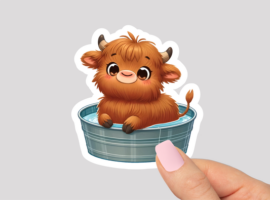 Baby Highland Cow Vinyl Die Cut Sticker