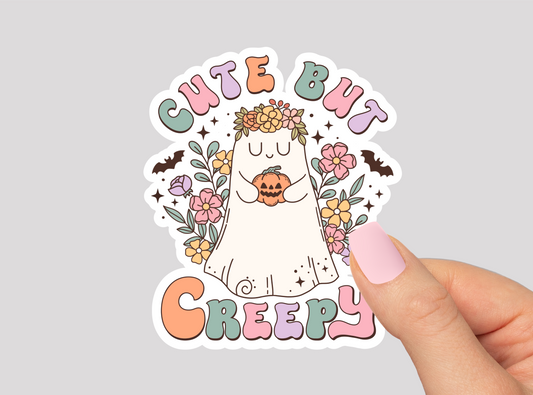 Cute Floral Ghost Vinyl Die Cut Sticker