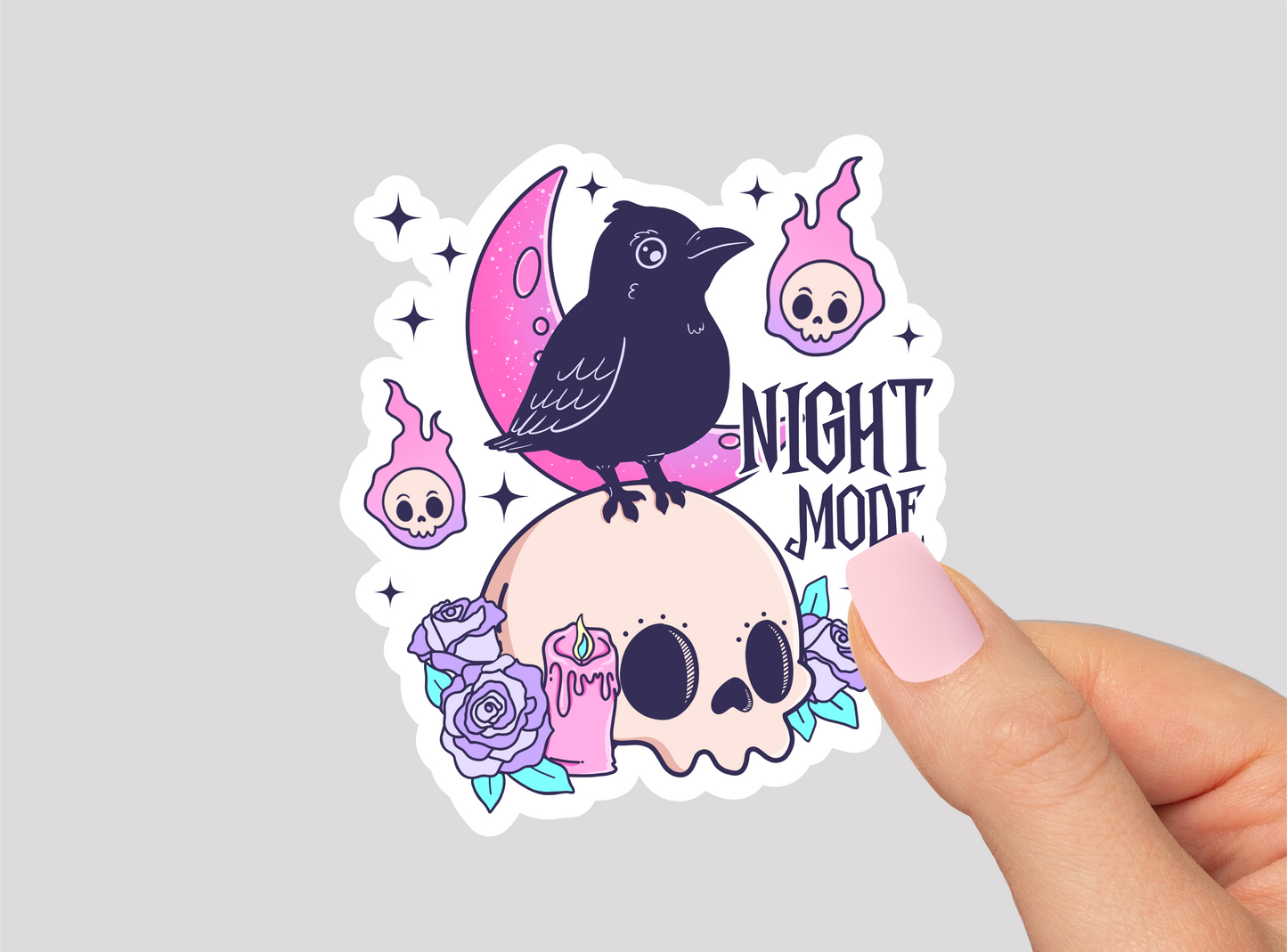 Skull Raven Vinyl Die Cut Sticker