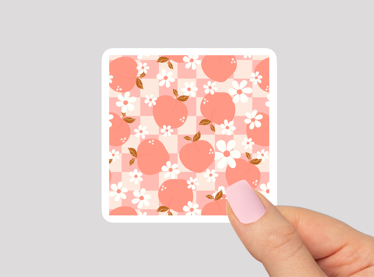 Squared Peach Pattern Vinyl Die Cut Sticker