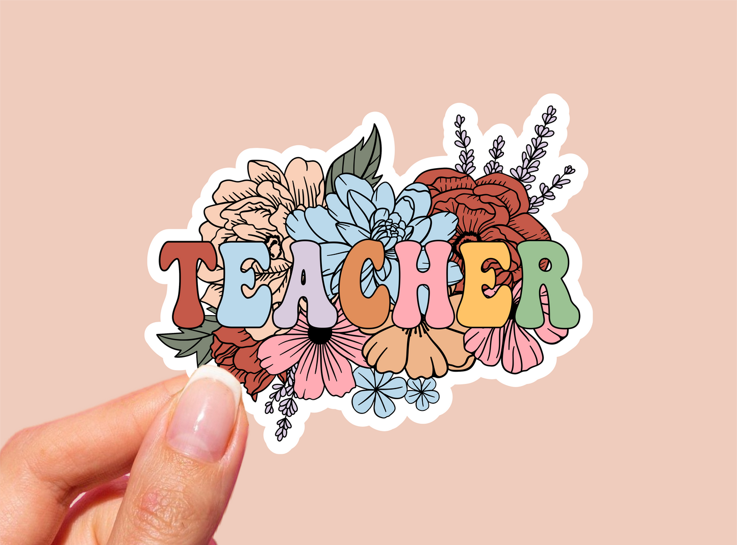 Floral Teacher Vinyl Die Cut Sticker