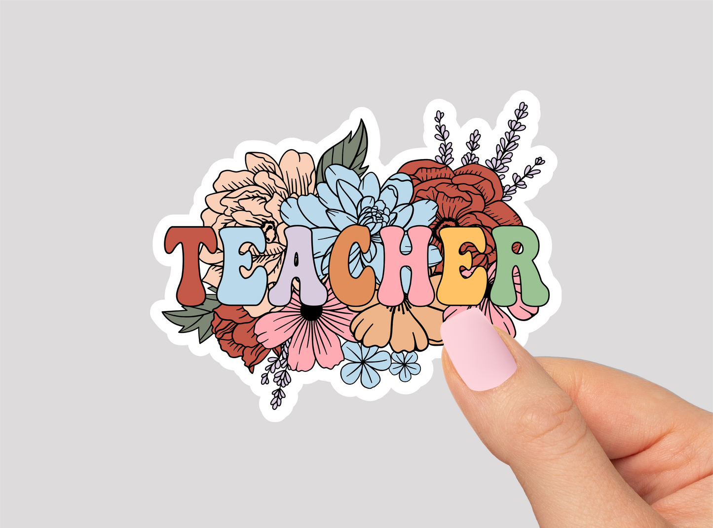 Floral Teacher Vinyl Die Cut Sticker