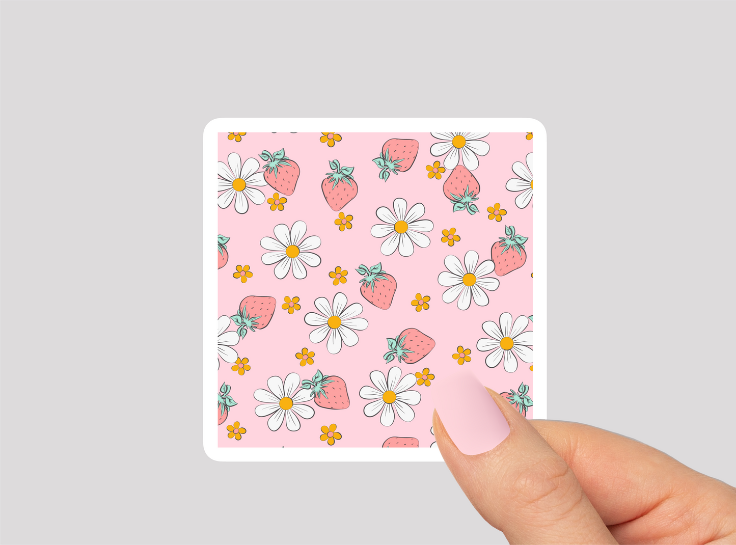 Strawberry Pattern Vinyl Die Cut Sticker