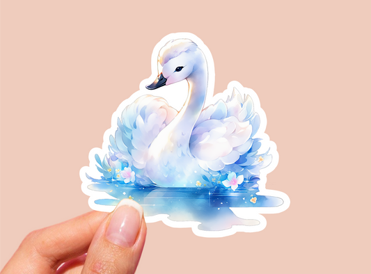 Cute Swan Vinyl Die Cut Sticker