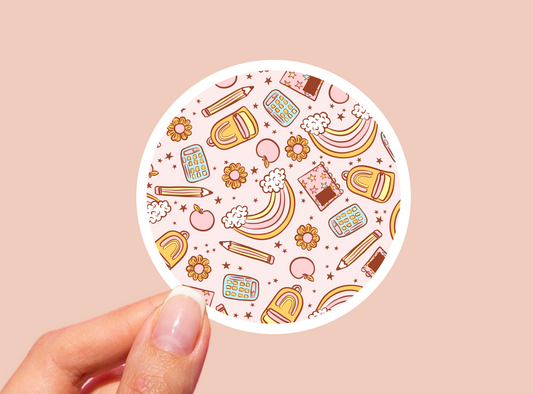 School Pattern Vinyl Die Cut Sticker