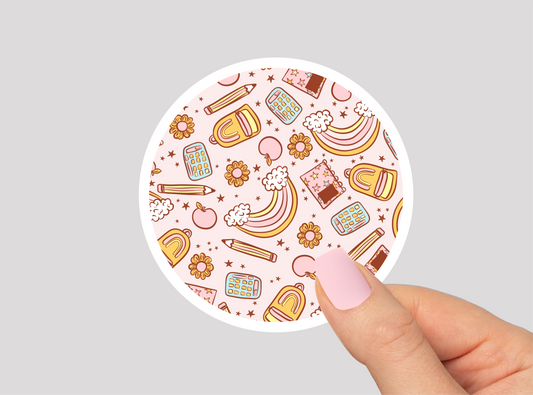 School Pattern Vinyl Die Cut Sticker