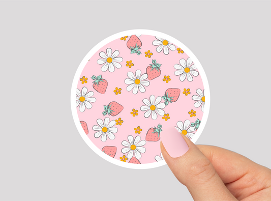 Strawberry Pattern Vinyl Die Cut Sticker