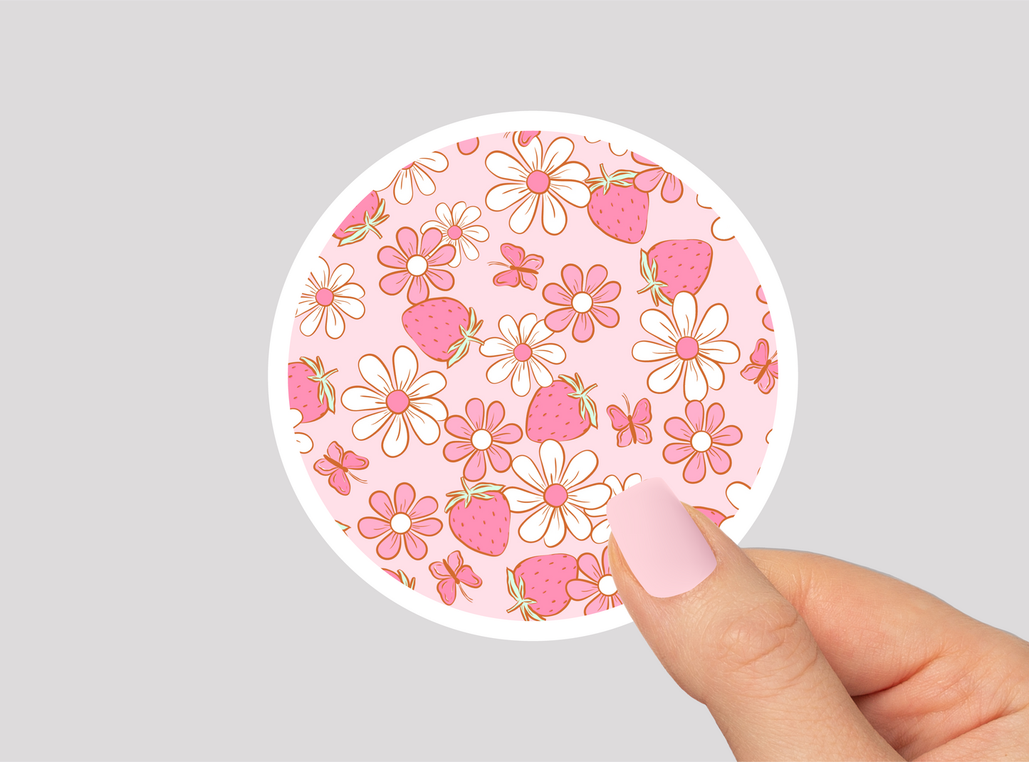 Strawberry Pattern Vinyl Die Cut Sticker