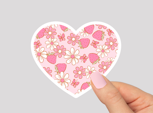 Strawberry Pattern Vinyl Die Cut Sticker