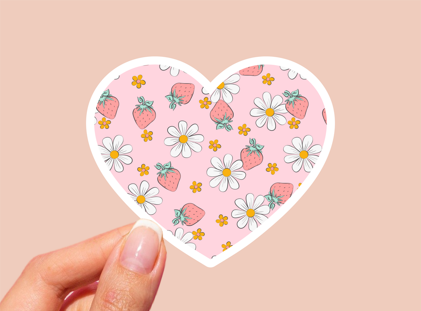 Strawberry Pattern Vinyl Die Cut Sticker