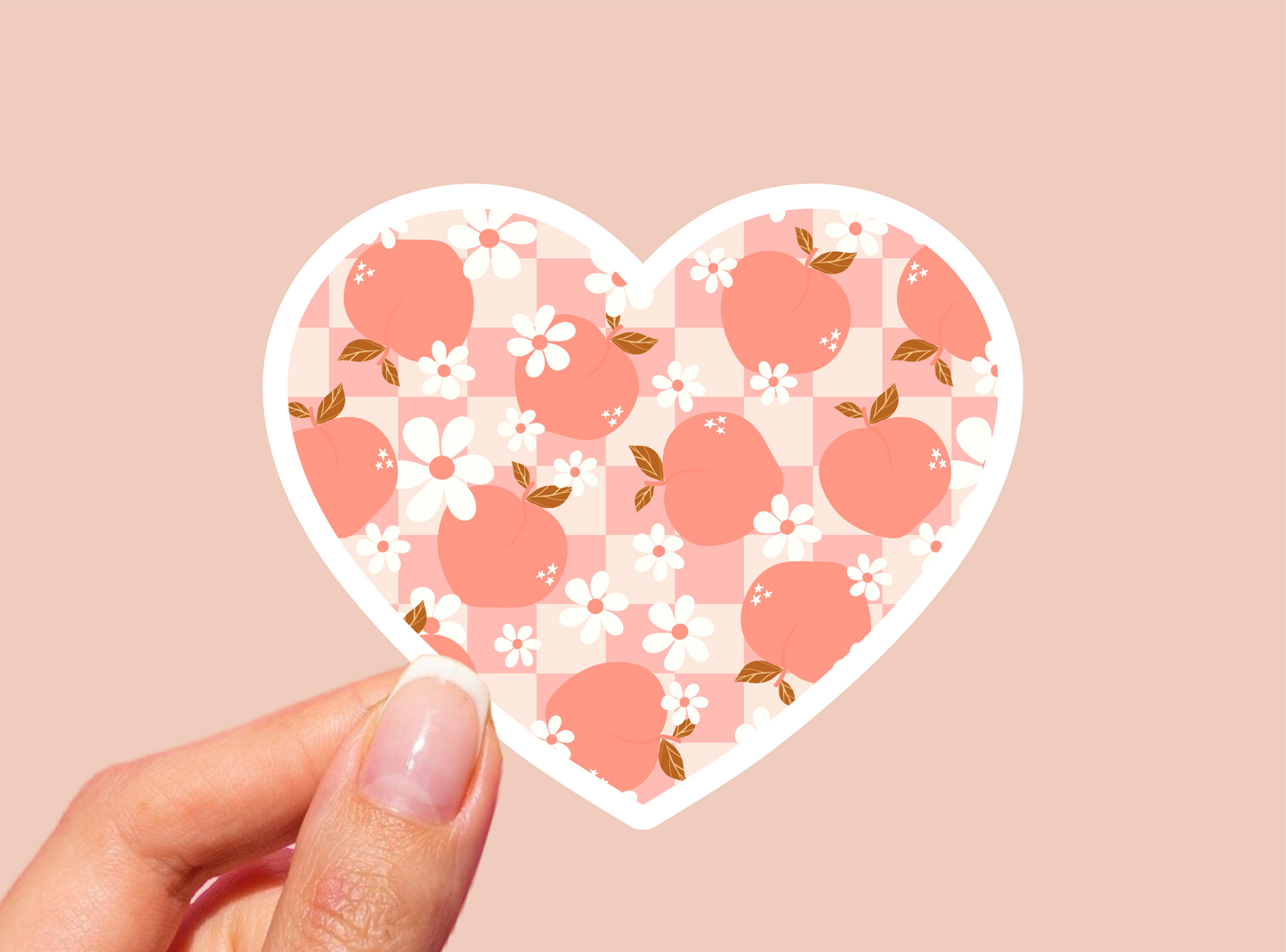 Peach Pattern Vinyl Die Cut Sticker