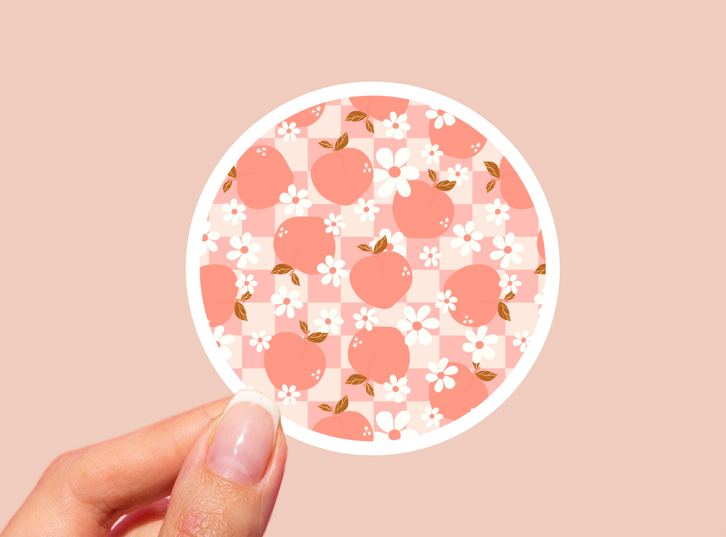 Peach Pattern Vinyl Die Cut Sticker