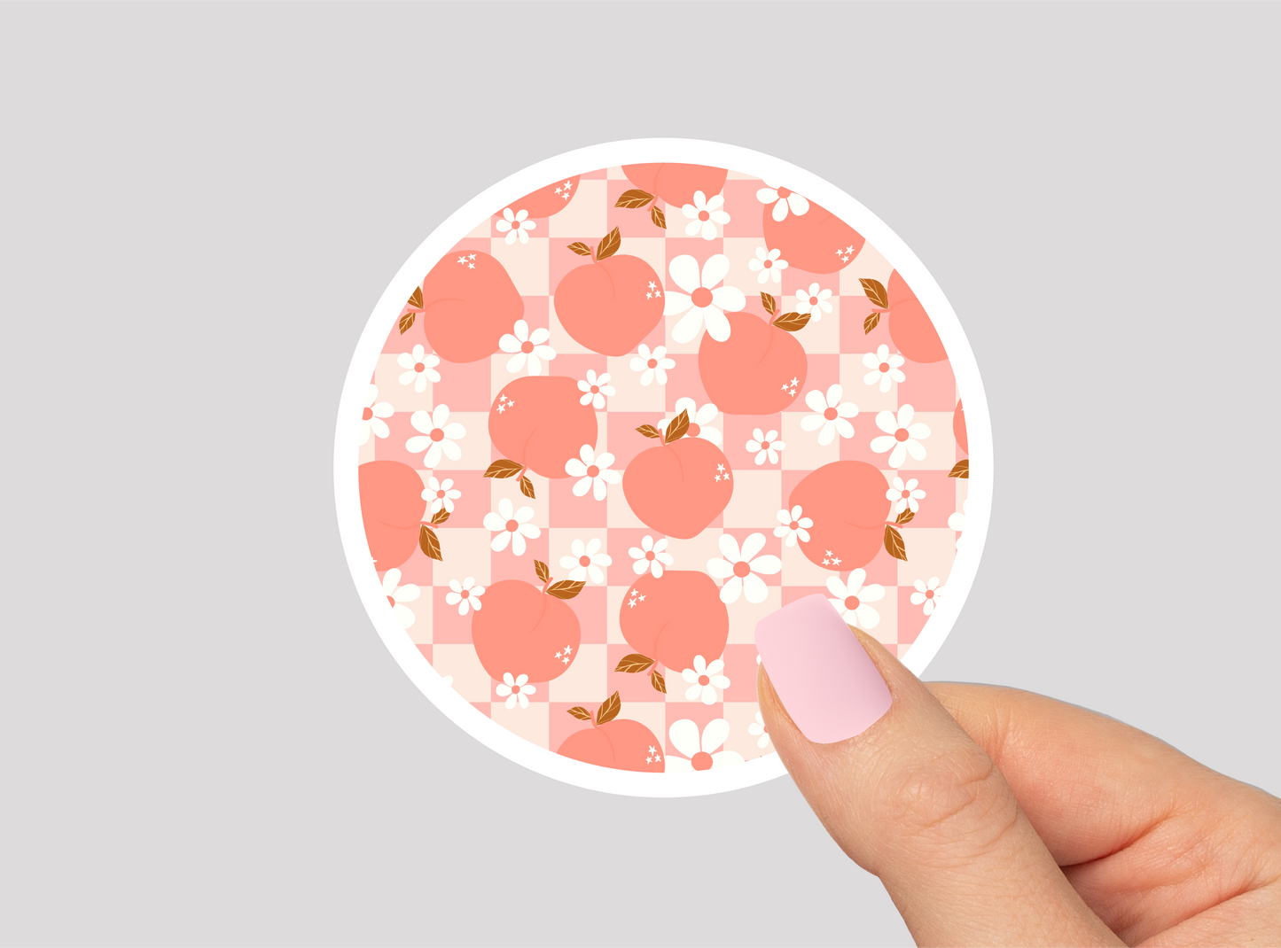 Peach Pattern Vinyl Die Cut Sticker