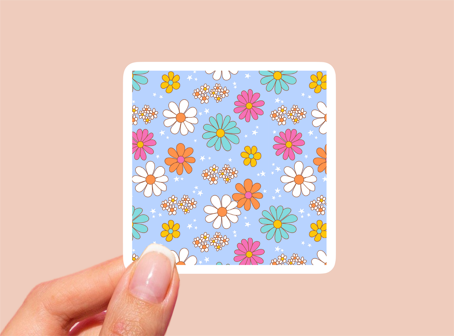 Floral Pattern Vinyl Die Cut Sticker