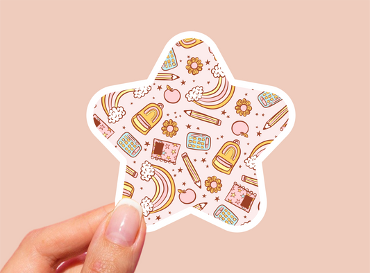 Star Shaped School Pattern Vinyl Die Cut Sticker