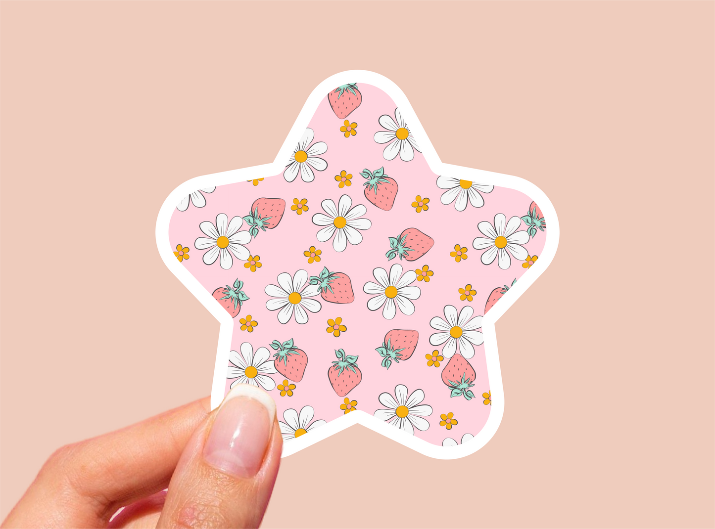 Strawberry Pattern Vinyl Die Cut Sticker